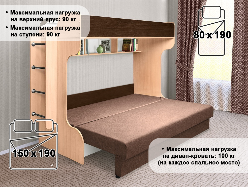 Разложенный диван-кровать Аризона
